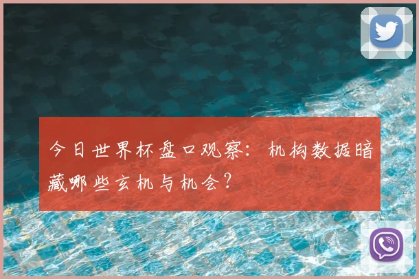 今日世界杯盘口观察：机构数据暗藏哪些玄机与机会？